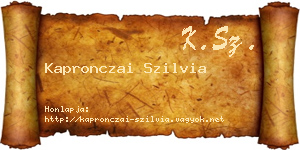 Kapronczai Szilvia névjegykártya